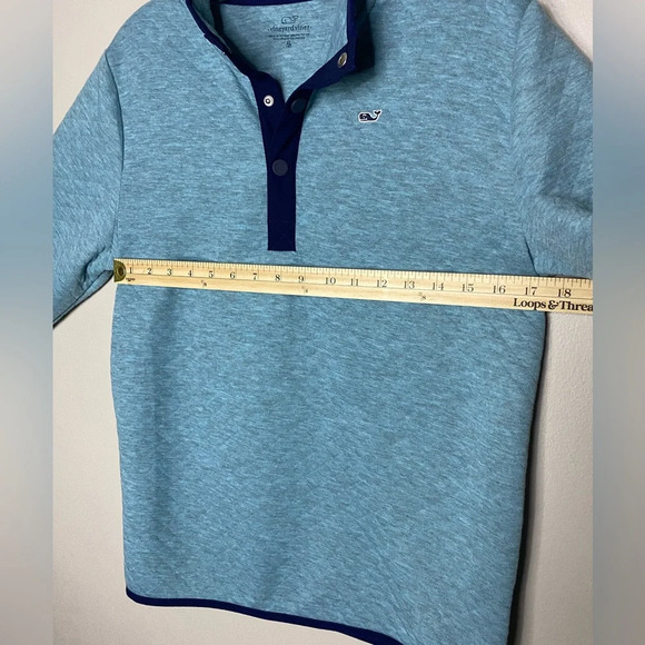 Vineyard Vines girls size XL quilted light blue navy trim pullover - Picture 6 of 8